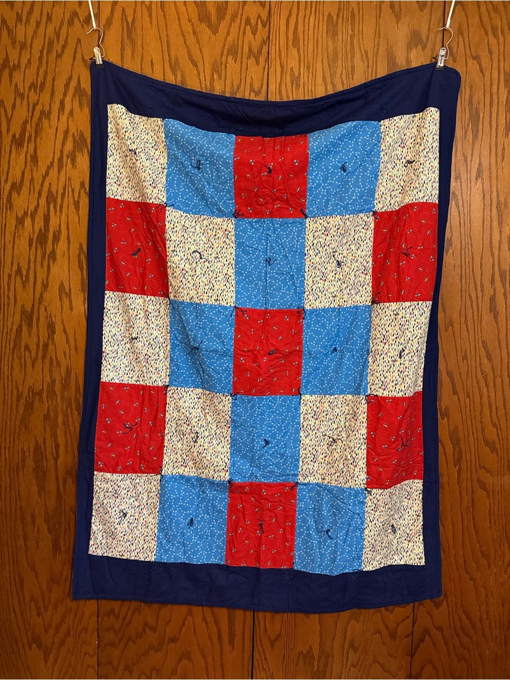 Handmade Ohio Quilt Rainbow Quilters Airplane Aviation Patchwork 42x57”